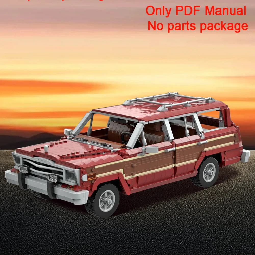 MOC-Blocos de Construção do Jeep Grand Wagoneer, Carro Branco, PDF Manual, Lista de Peças, Apenas Manual PDF, Sem Peças