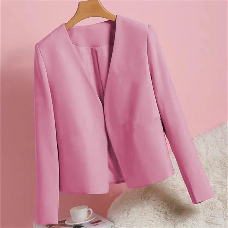 

Spring 2025 Women's Casual s Jaets Ladies Suits Coats Straight Cut Thin Polyester Long Sve Faion Versatile