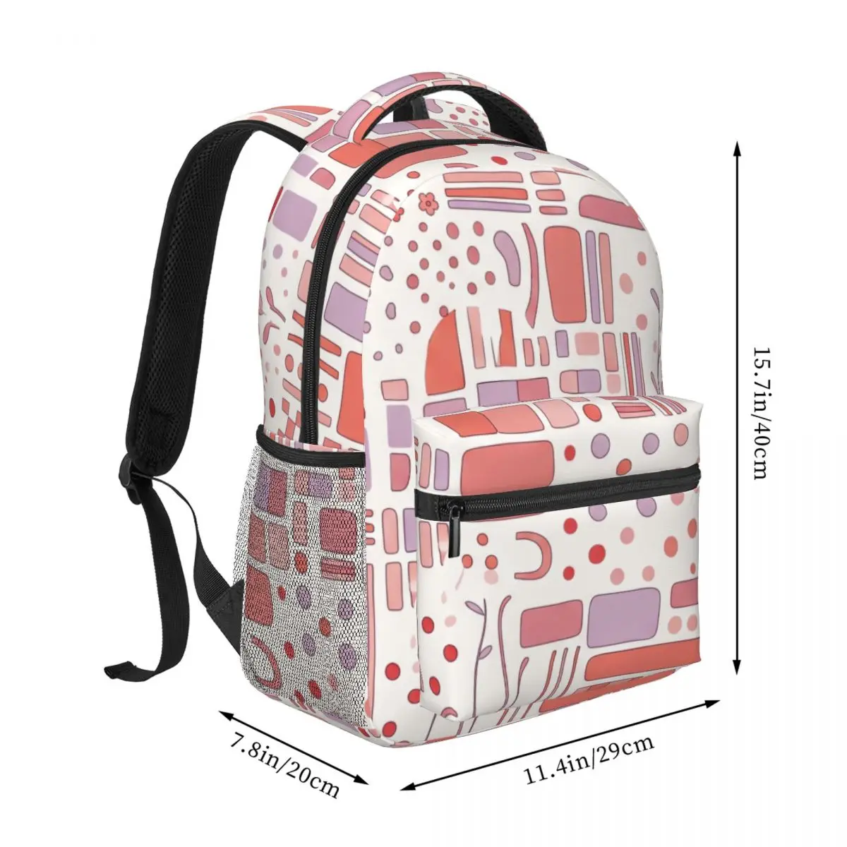 Sweet Student Backpack Allover Polka Dot Dot Checker Rounded Rectangle Minimal Clean Pink W Girls Bookbag for Valentine Birthday