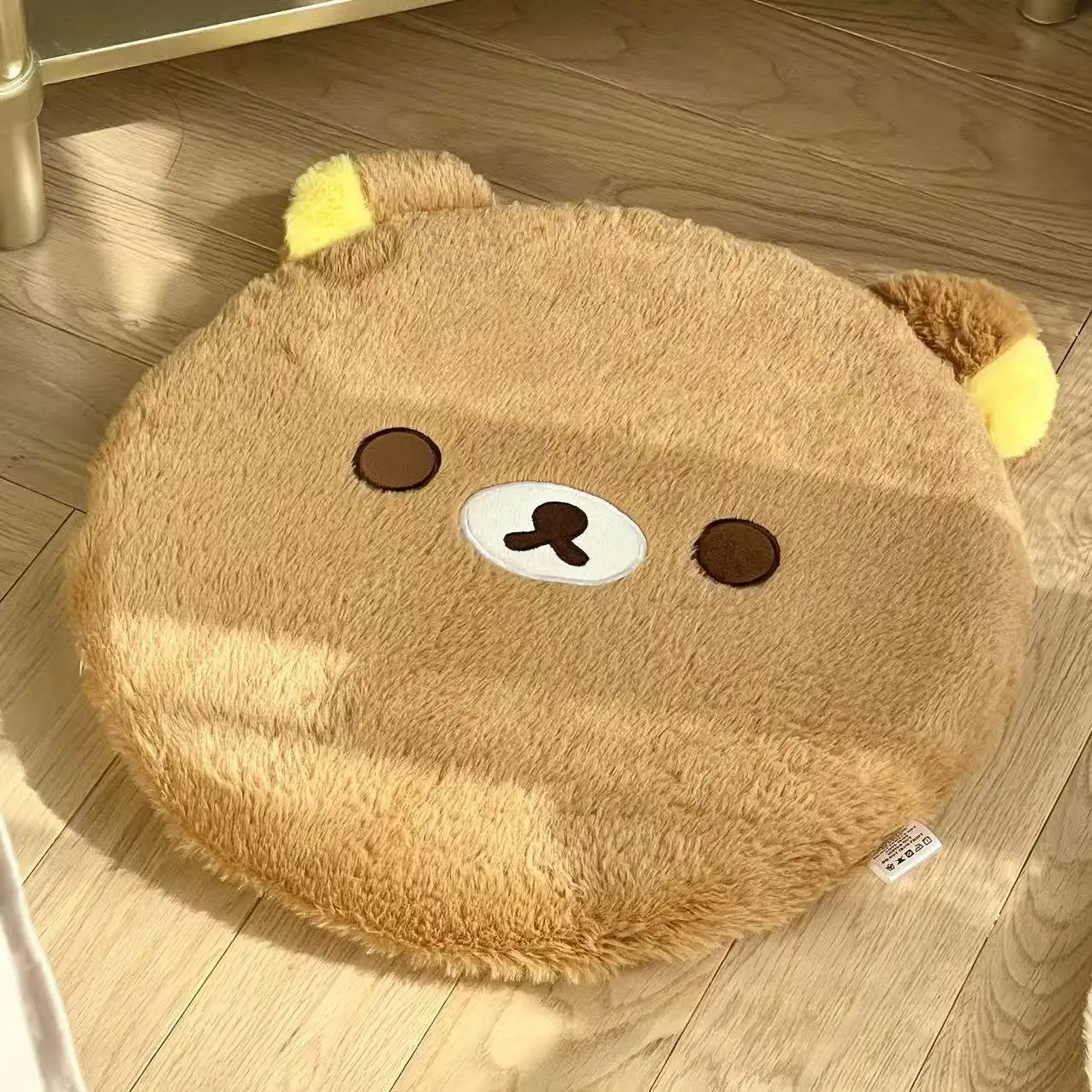 Comfortable Rilakkuma Themed Round Plush Seat Cushion Cute Chair Pad for Home Office Dorm Bedroom Sofa Decor Gift