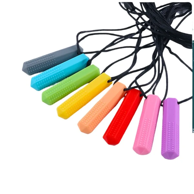 1 unidad de mordedor de silicona para niños, collar masticable sensorial, colgante masticable, juguetes de motricidad oral, herramientas de terapia para autismo y TDAH, artículos para niños