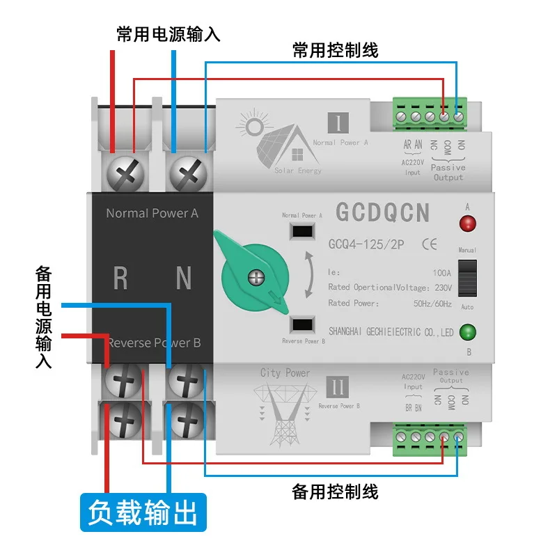 Photovoltaic dual power supply automatic transfer switch 220V electric ATS continuous power switching module controller