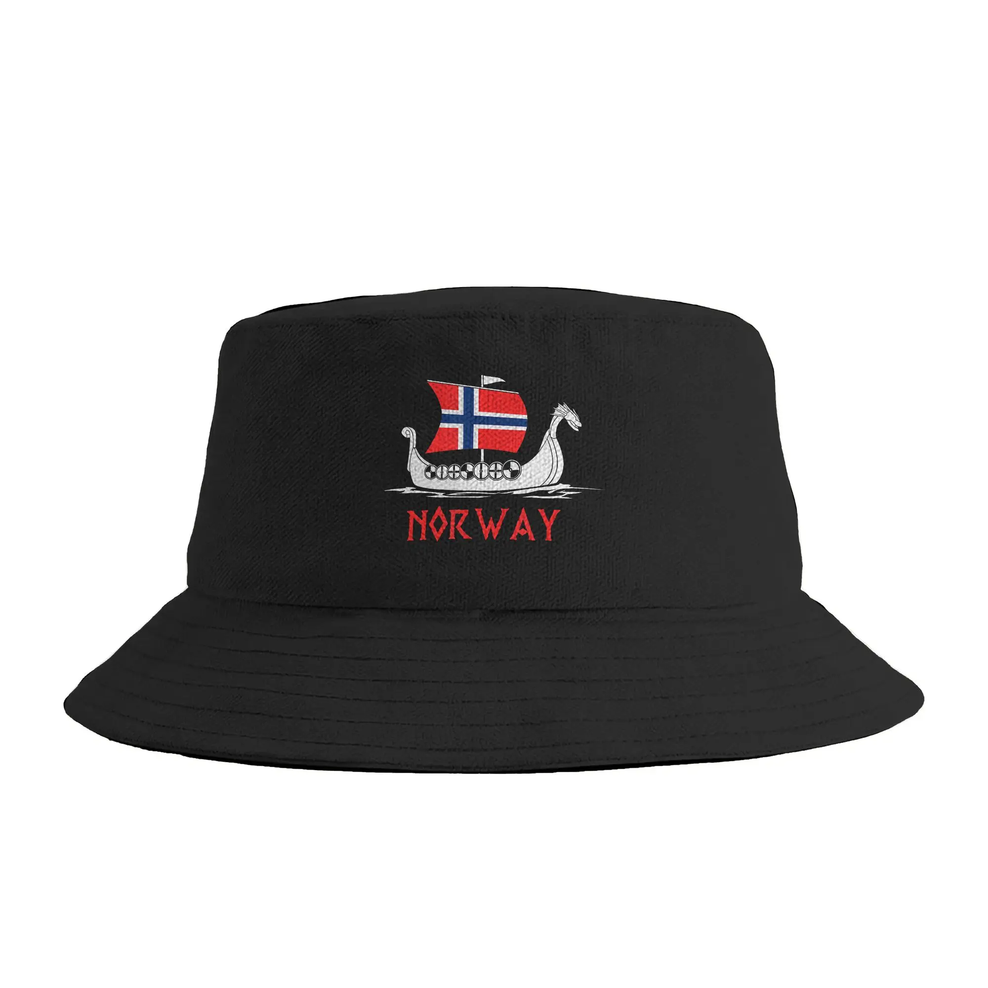 Norwegian Ship Flag Boat Norway Bucket Hat  Street Style Fisherman Caps For Unisex Funny Beach Travel Sun Hats Soft Fold Cap