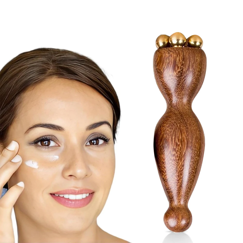 1pcs  Hot Face Massage Tools Lotus Seedpod Beauty Brass & Rosewood Dark Circles Gua Sha Tool Eye Relaxation Meridians Acupoint