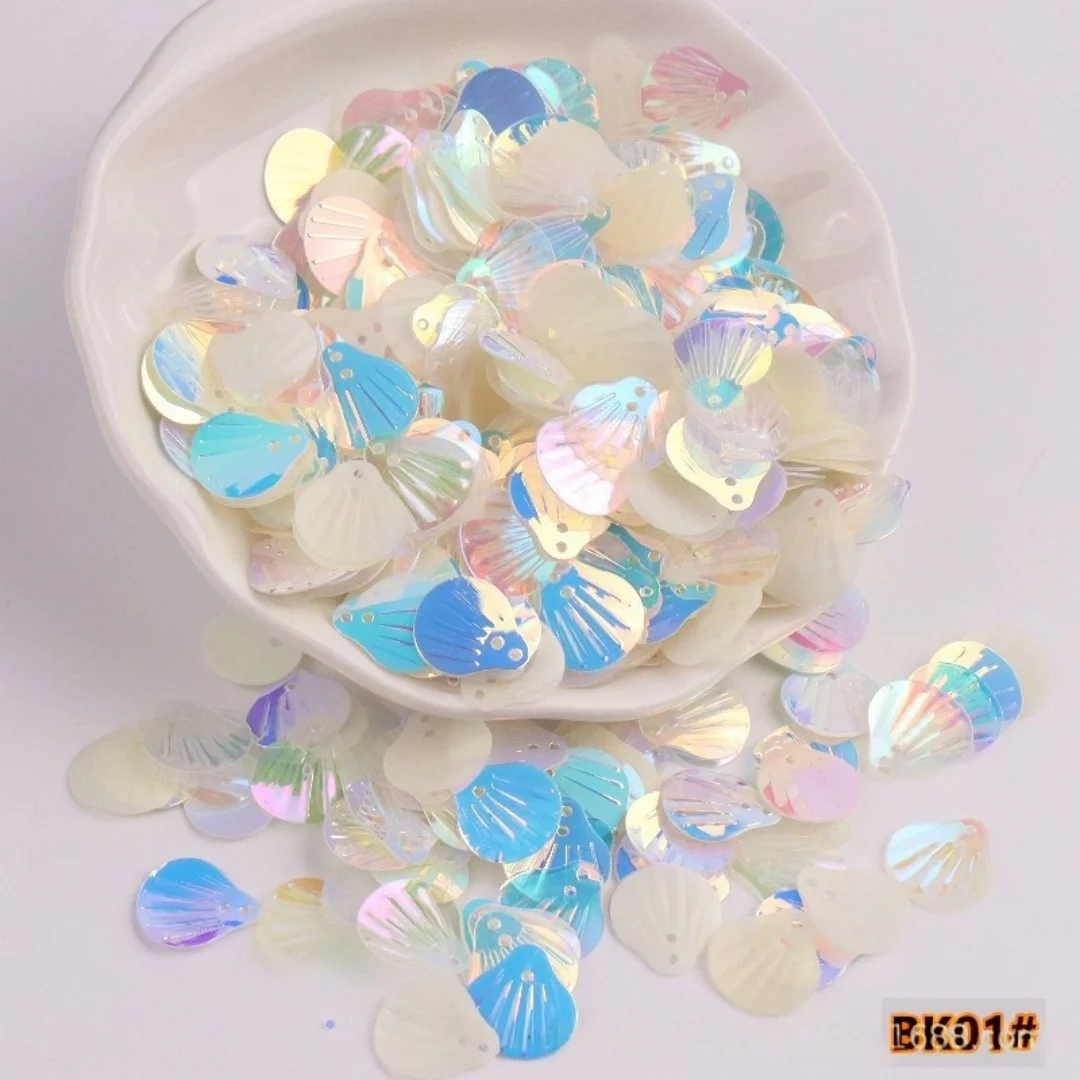 180 teile/beutel 13mmTransparent Shell Meerjungfrau Fisch Skala Pailletten PVC Pailletten DIY Hochzeit Nähen Kleid Handwerk Lentejuelas Zubehör – Detail 10