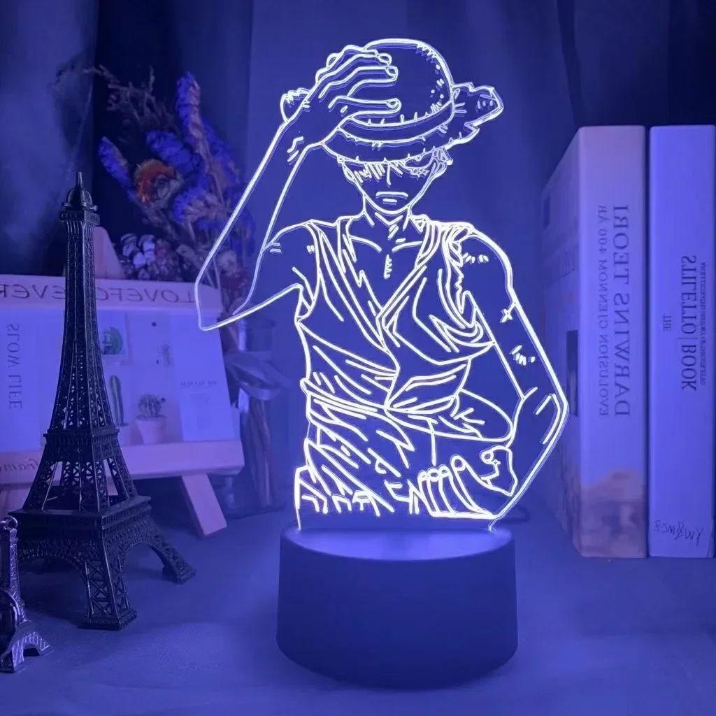 One Piece 3D Luffy Sanji Illusion LED Night Light Anime Nami Zoro Tony Chopper Model Nightlight Desk Decor Figure Toys