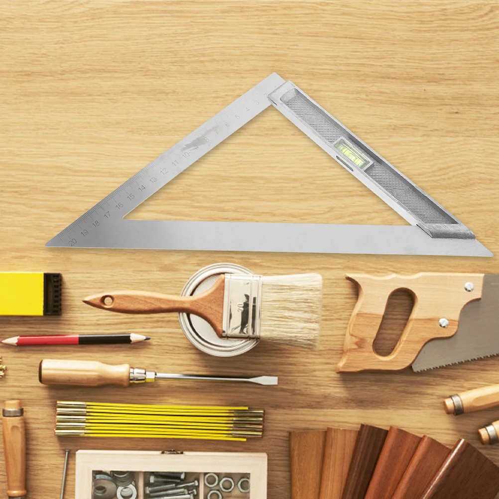 

2pcs Horizontal Right Angle Ruler Lightweight Multifunctional Triangular Scale Silver Measuring Tool Geometry Triangle Rulers