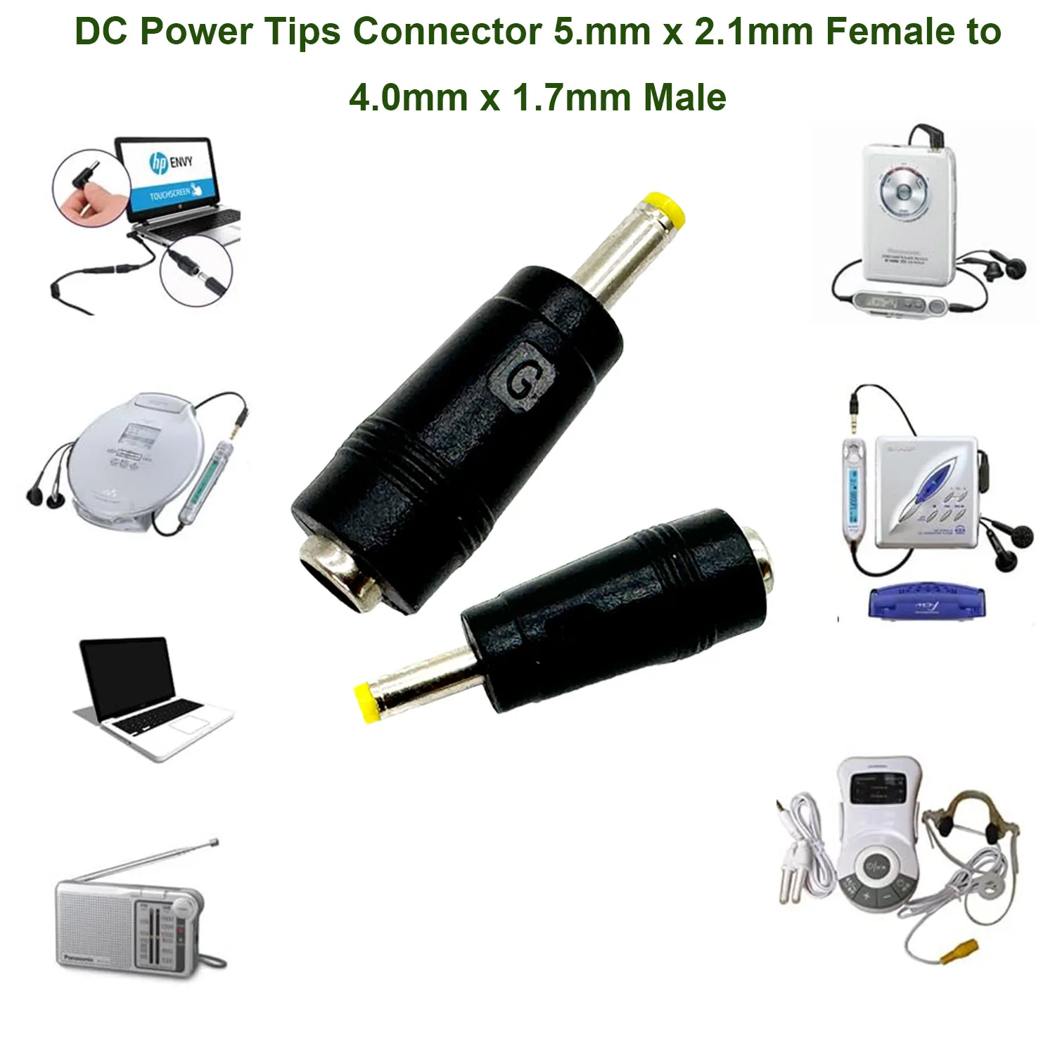 2pcs DC Power Adapter 5.5mm X 2.1mm Female Jack to 4.0mm X 1.7mm Male Plug Socket Outlet for Laptop Interface Cable Connector