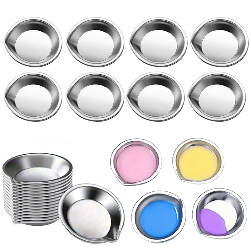 6/12/24PCS Metal Paint Tray DIY Round Pour Mouth Pigment Tray Drawing Props for Artist Creations Nail Adhesives Stationeries ZYF
