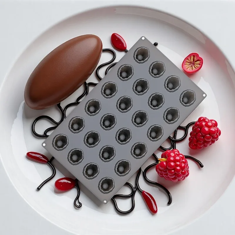 Non-Stick Silicone Raspberry Charlotte Mold with Central Tube-Oven-Safe up to 446°F (230°C), Layered Cake Pan with Ergonomic Lid view 4