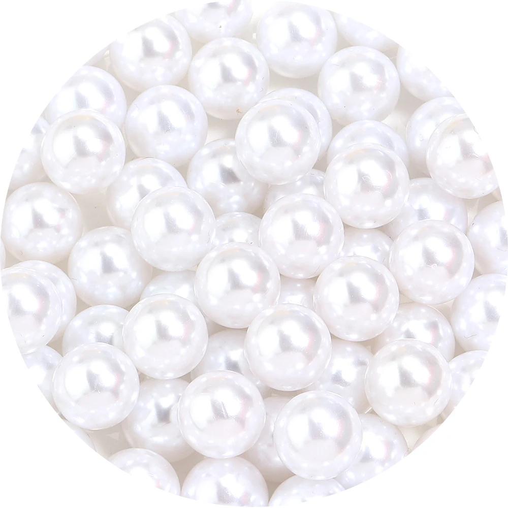 10-1000pcs ABS Non Porous Imitation Pearl Pure White Spacers Beads 1/2/3/4/5/6/7/8/10/12/14/16/18/20mm DIY Jewelry Decoration