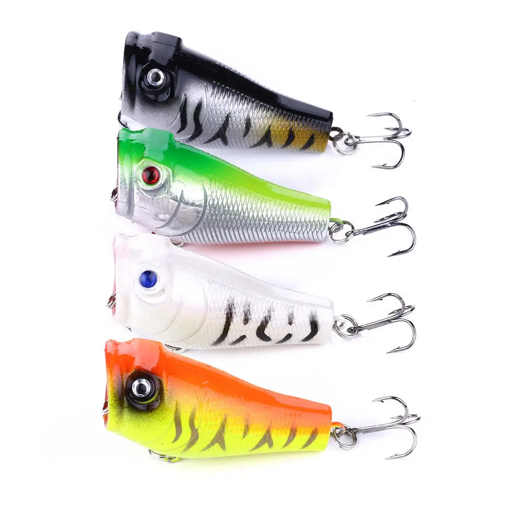 

4PCS Lot 5cm/7.4g Crankbait Top Water Popper Fishing Lure Bass Hard Bait Tackle