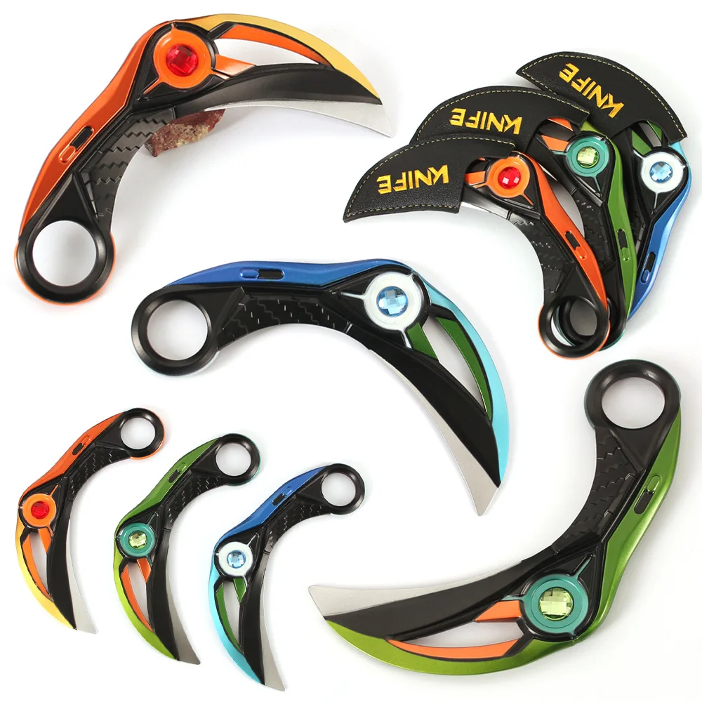 16 سنتيمتر VALORANT لعبة Karambit الشكل محيط المعادن الحرفية نموذج الدعائم سطح المكتب الديكور الحلي هدايا عيد الميلاد اللعب