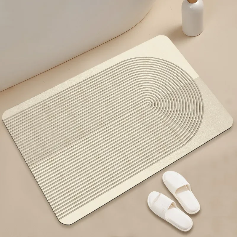 Simple Lines Door Mat Home Bathroom Floor Entrance Carpet Diatom Mud Kitchen Rug Toilet Super Absorbent Non Slip Porch Doormat