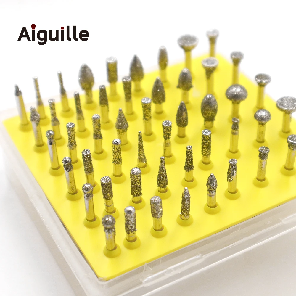 Aiguille-ダイヤモンド研削バー、ダイヤモンド研削ポイント、トリミング研磨ポイント、ドレメルビット、 #80、50個