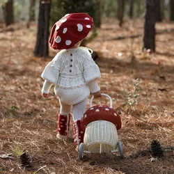 Cestino portaoggetti in Rattan intrecciato per bambini nordici carrello a mano per funghi decorazione della stanza del bambino oggetti di scena per la fotografia dell'asilo