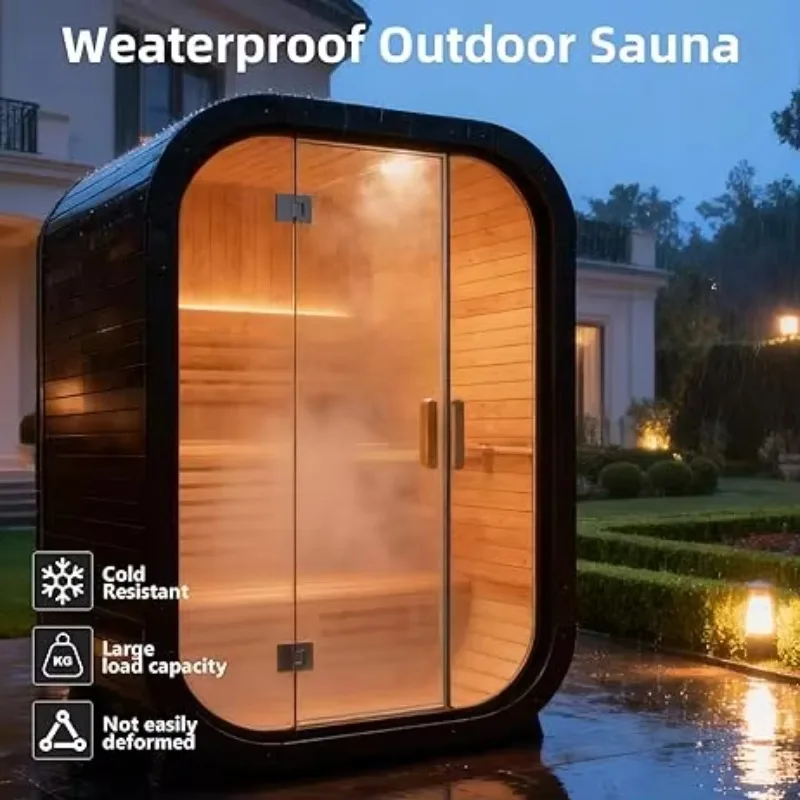 Outdoor Sauna Room Outdoor Villa Cube Low EMF Electric Sauna Steam Room Customizable Size Natural Hemlock Red Cedar Solid Wood