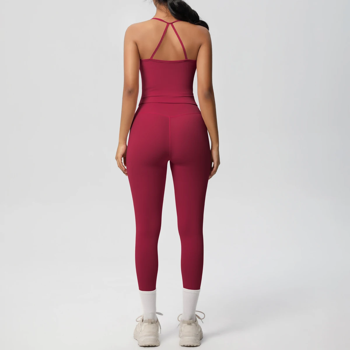 Halter Yoga Top Set Fitness Gym Suit Training Sleeveless Sport Gym Tops Crossover Back Sports Underwear  Tummy Control Slimming image 6
