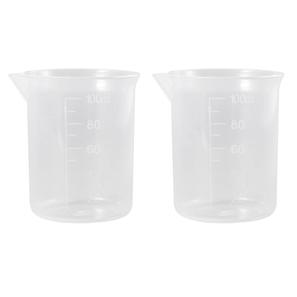 

2 pcs 100mL Plastic Beakers Measuring Cups PP Thick Wall Graduated Scales Laboratory Household Baking Liquid Container