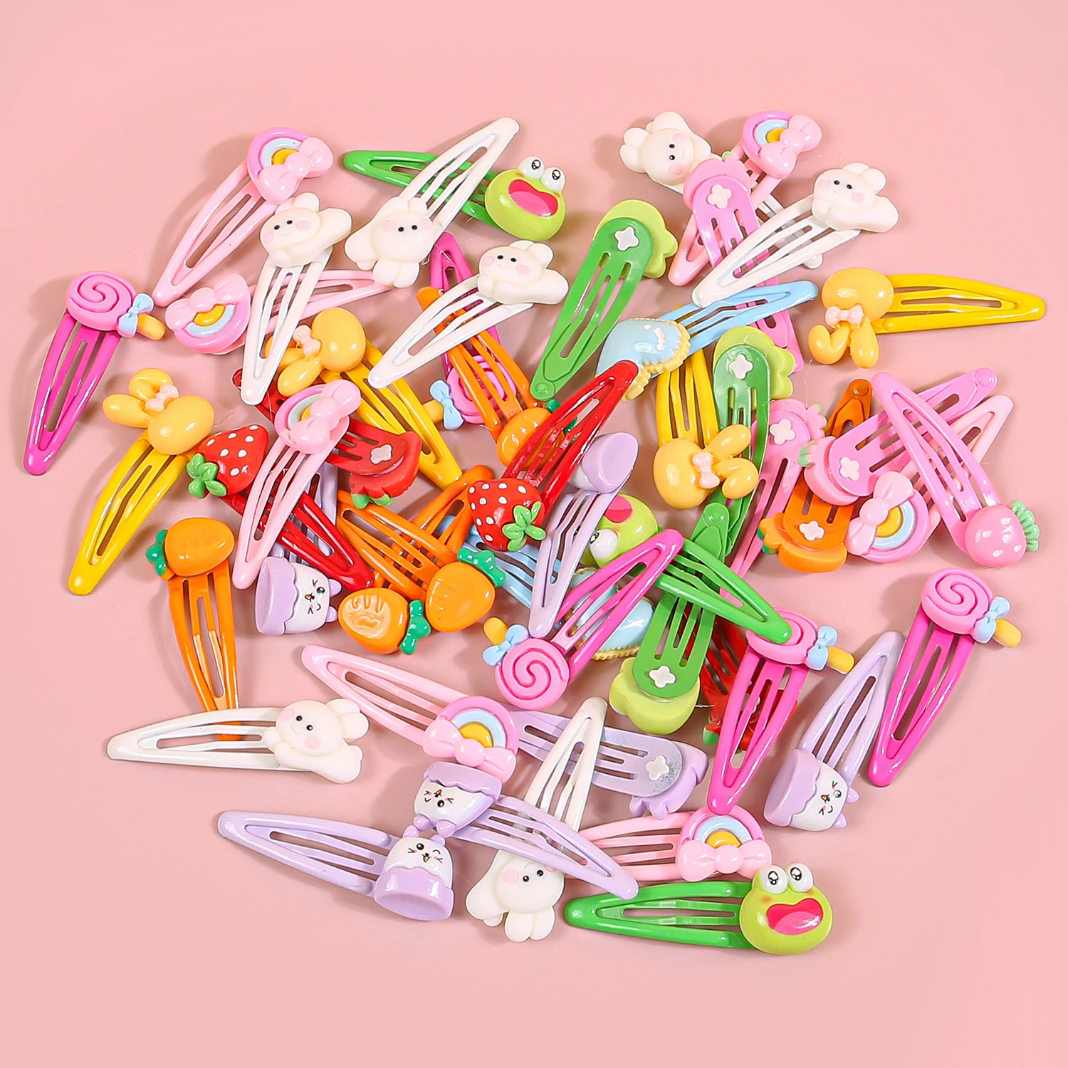 

20/30/50pcs Random Style Color Cartoon Animals Hairpins For Girls Candy Color Barrettes For Children Daily Hair Accessories
