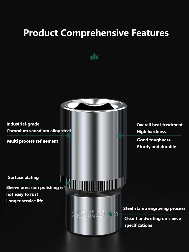 Extended Socket Head 8-32mm Socket Head Small Air Cannon Deepened Hexagonal Socket Screw Socket Wrench