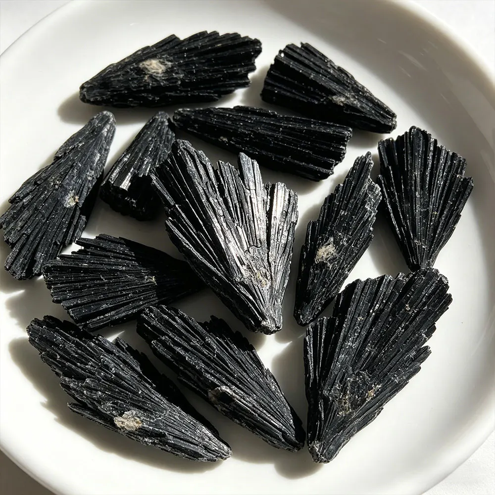 Natural Black Tourmaline Fan Shape Crystal Quartz Stone Cluster Mineral Specimen Healing Chakra Stones Home Room Decoration DIY
