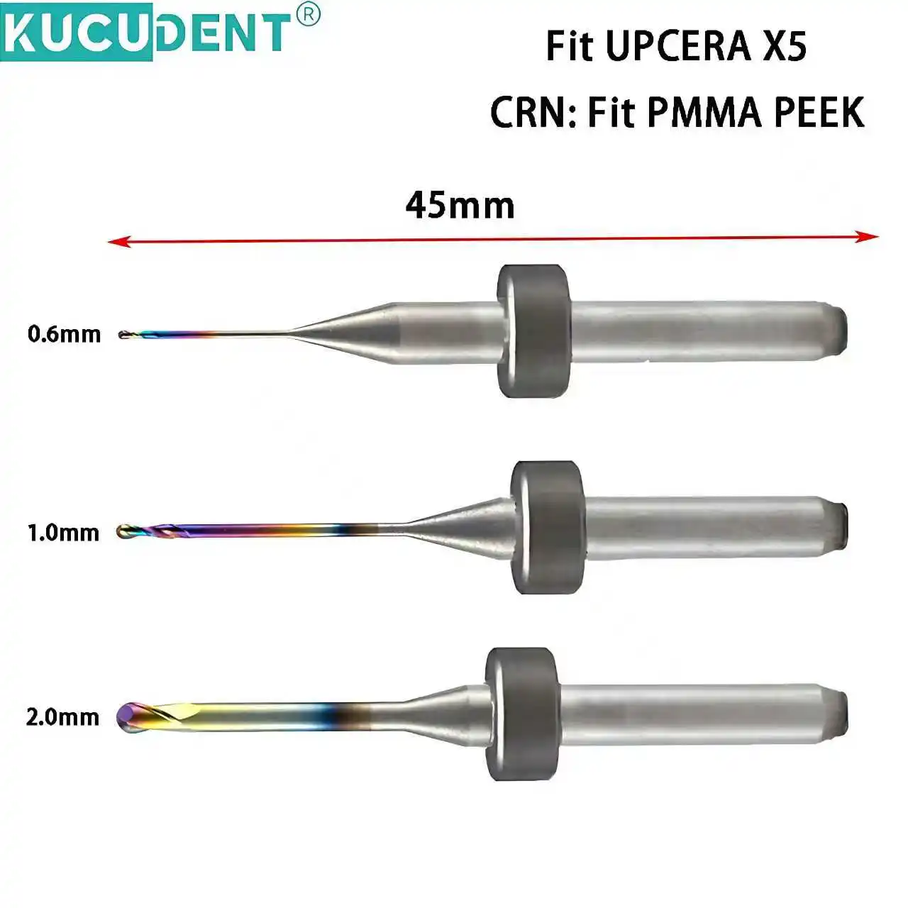 

Dental Milling Burs for Upcera X5 CrN Coating for PMMA PEEK Cad Cam System End Milling Burs D4 Dentist Grinding Cutter Tools