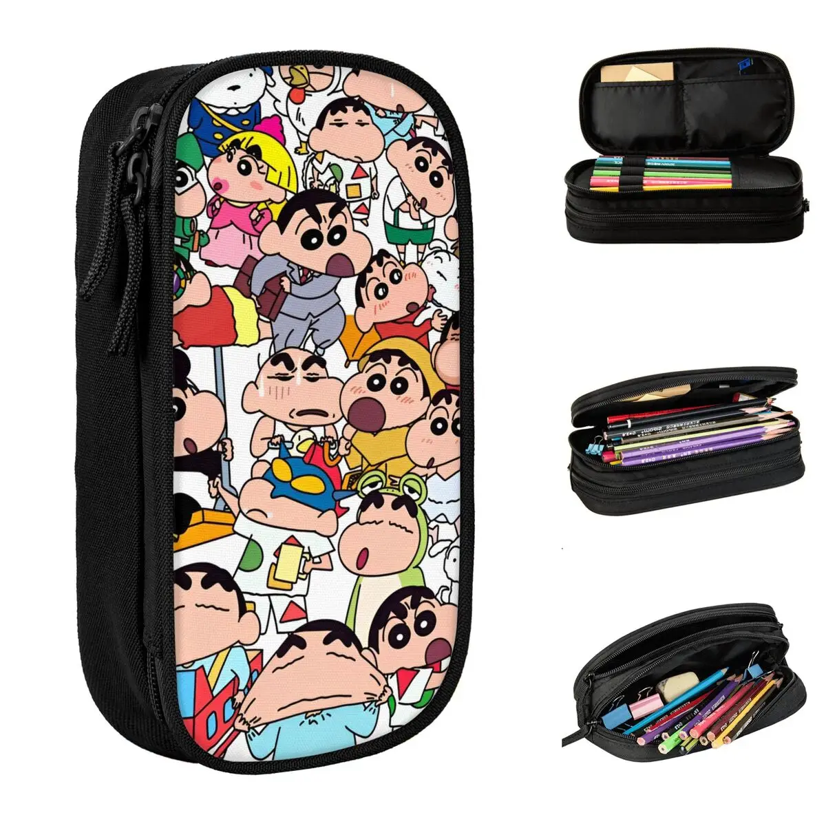 Crayon Shin-chan Cosplay Pencil Case Fashion Japanese Anime Pen Bags Girl Boy Big Capacity School Supplies Gift Pencilcases