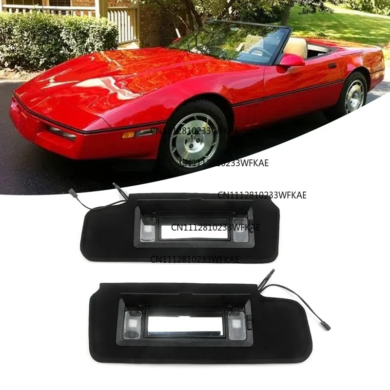 1Pair Car Sun Visors Shades W/LED Light 12459827 14081826 For Chevrolet Corvette C4 1984-1996 Sunvisors Vanity Mirror