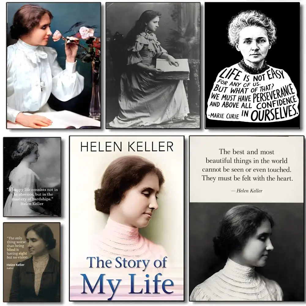Writer Beautiful H-Helen Keller Poster Decorative Wall Art Stickers Mural for Home Living Room Hallway Decor Gift