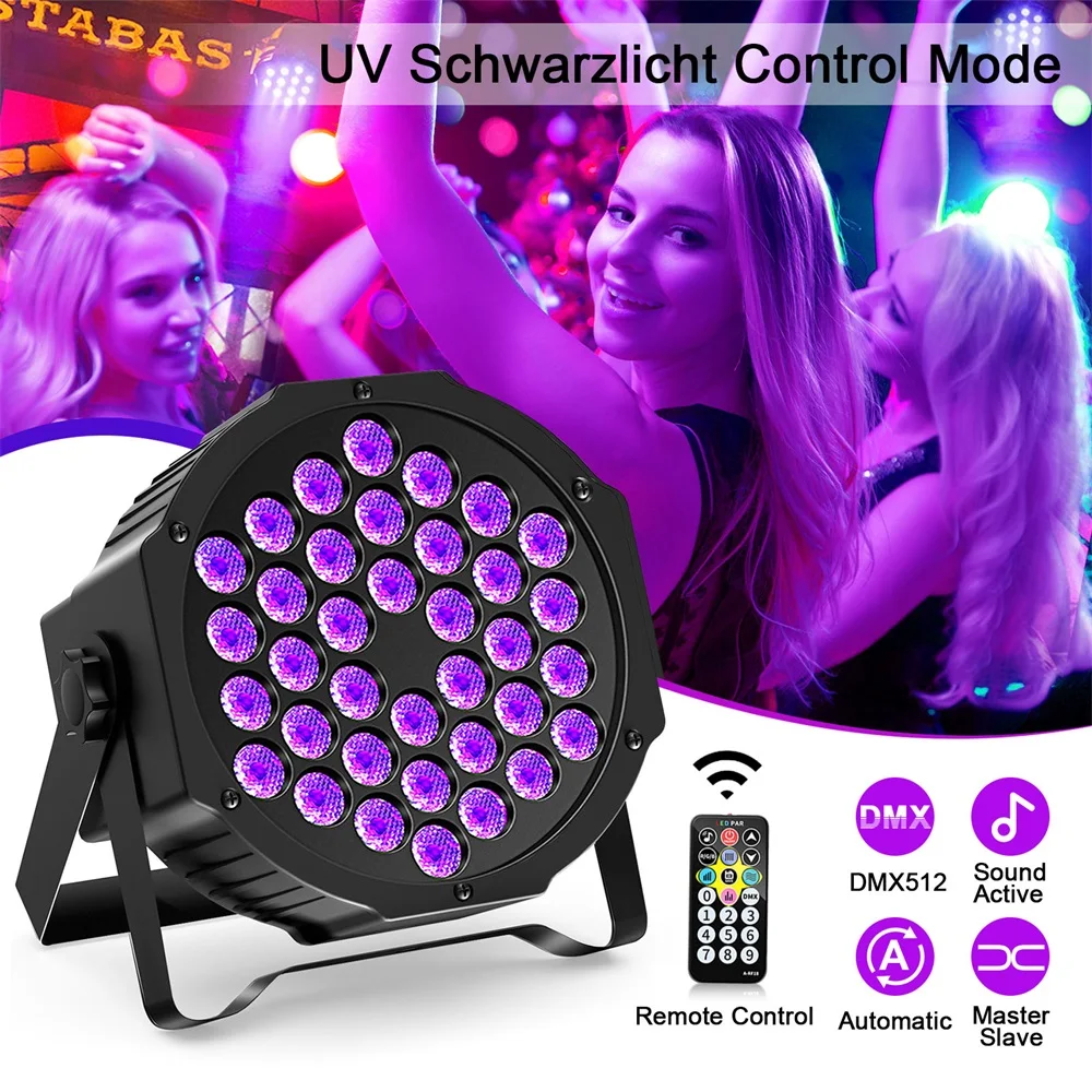 Yiflamefly LED Par Spotlight 36 LED Light RGB DMX512 With Remote Control For Disco Stage DJ Party Show Bar Halloween Christma