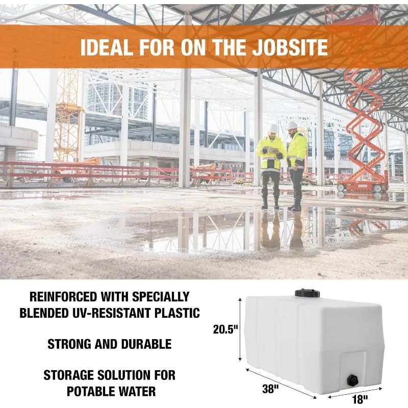 Popular.82123919 خزان مياه مربع أفقي، 50 جالون، صنع في الولايات المتحدة الأمريكية، خزان بولي للمياه وغير اللهب #6