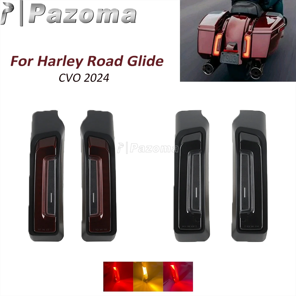 Motorcycle Saddlebag Side Light For Harley Touring Road Glide CVO 2024 Rear Fender Brake Lamp Smoke/Red Turn Signals Indicator