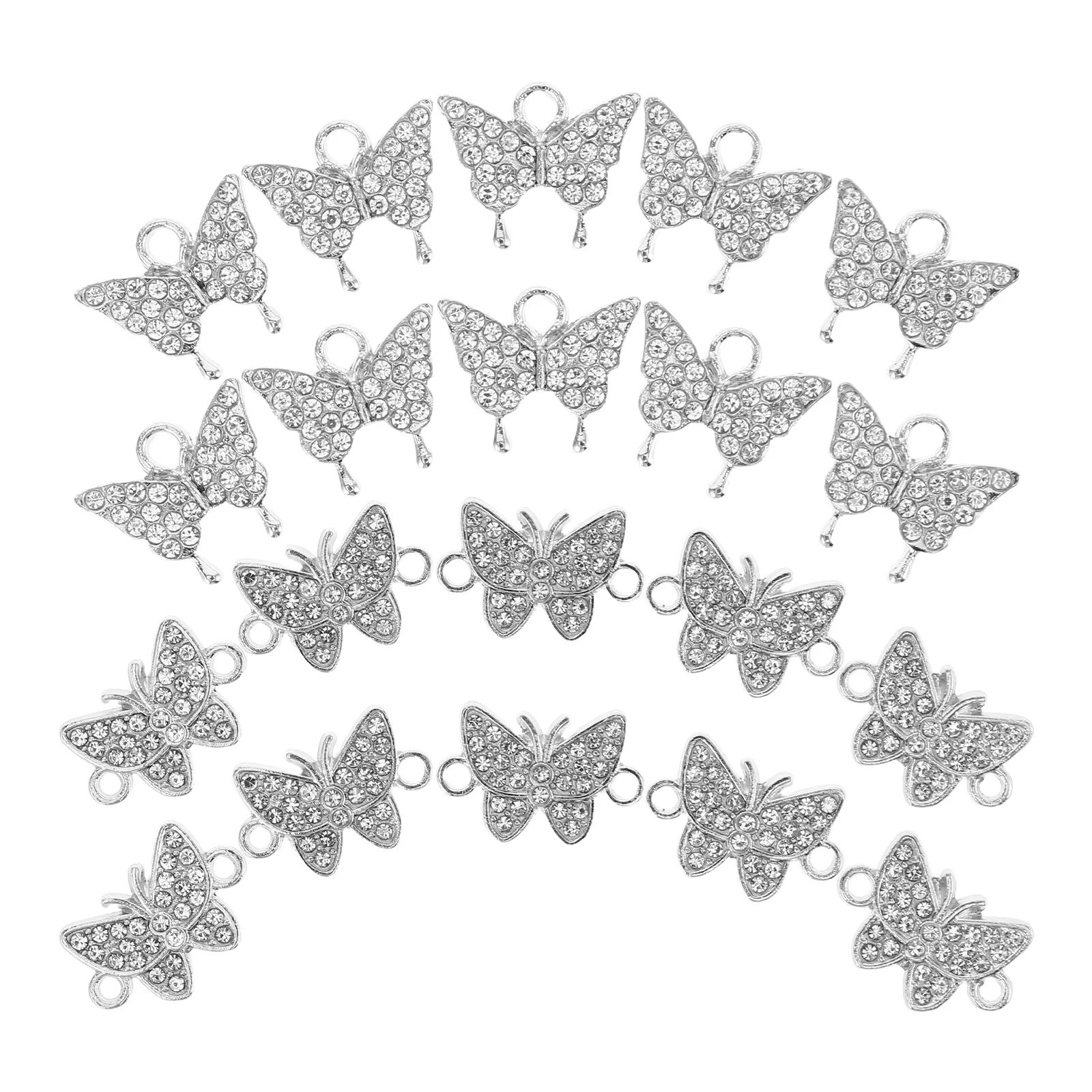 

20 Pcs Alloy Jewelry Accessories Pendant Decorations Rhinestone Charms Butterflies Beads Butterfly Crystal Pendants