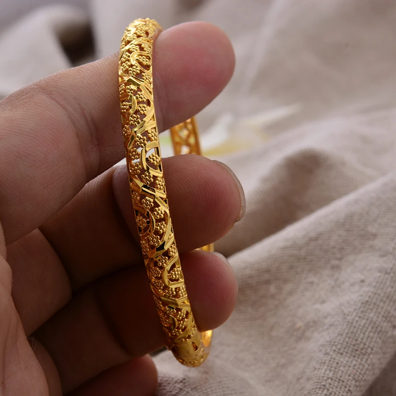 New Arrival France Gold Color Bangles for Women Men  Flower Can Open Bracelets