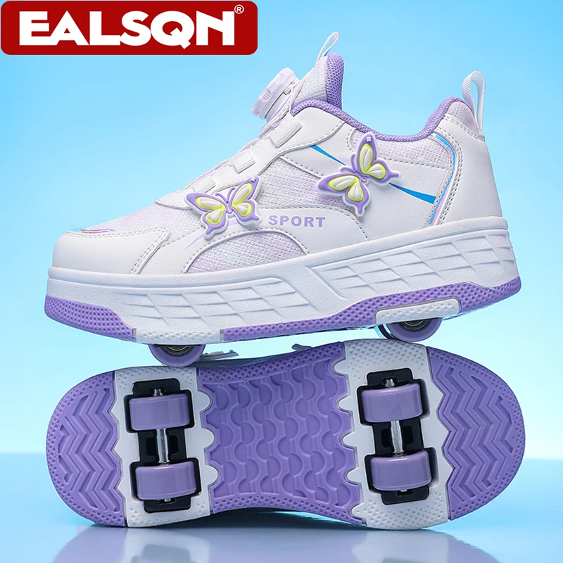 Kids's Roller Skate Shoes for Girls Four Wheels Ultra-Light Outdoor Sport Sneakers for Children Walking Running Birthday Gift