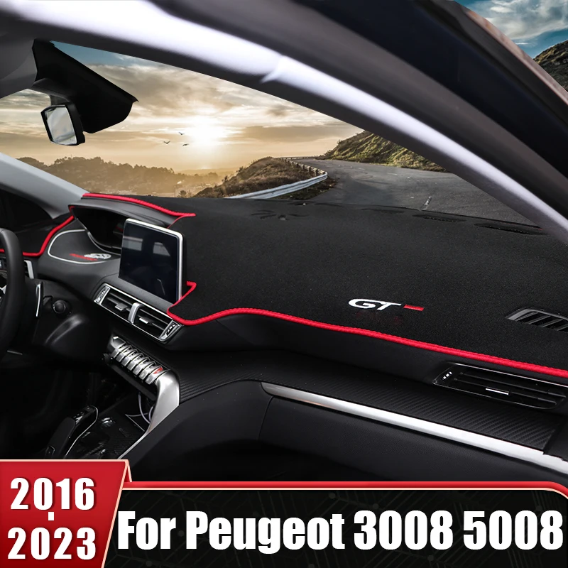 

For Peugeot 3008 5008 GT Hybrid 2016 2017 2018 2019 2020 2021 2022 2023 Car Dashboard Sun Shade Cover Non-slip Mat Accessories