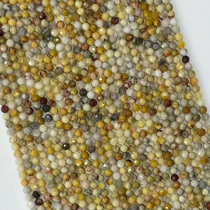 Natural Crazy Agate Faceted Round Loose Beads for Women Jewelry Making DIY Bracelet Necklace 38cm Fashion Gemstone Accessories