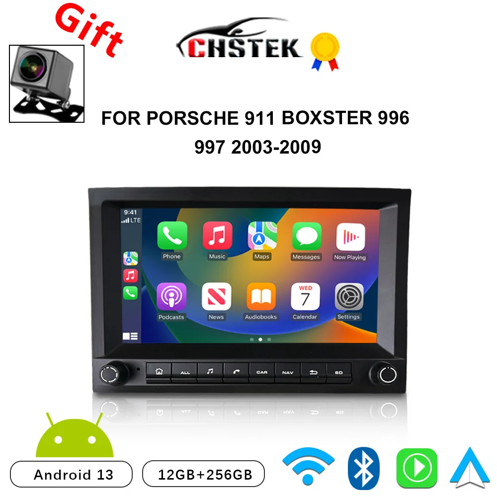 

CHSTEK Car Radio Android 13 Carplay For Porsche Cayman 911 Cayenne 996 MK2 Boxster 997 2003-2009 GPS Bluetooth WIFI 4G Autoradio