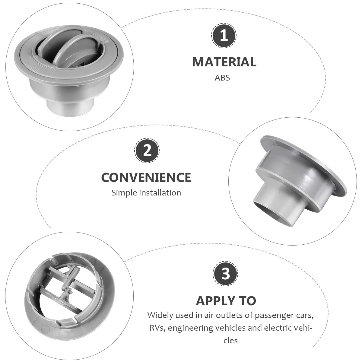 

Universal Round Air Conditioning Vent Outlet for Rv Bus Caravan 100Mm 76Mm 47Mm ABS Strong Replacement Ventilation Part Comfort