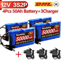 Batteria al litio 12V 50000mah capacità DC 12.6V 50Ah Monitor per telecamera CCTV, luci da pesca, lampada allo xeno, altoparlanti con caricabatterie