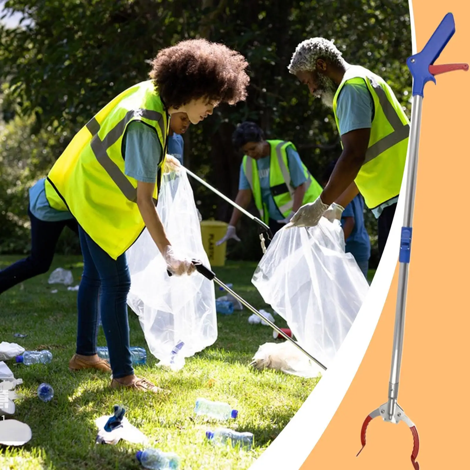 أداة المنتزع قابلة للطي مريحة من سبائك الألومنيوم لوازم منزلية التقاط عصا المنتزع لتنظيف المسنين المنزل القمامة حديقة ساحة