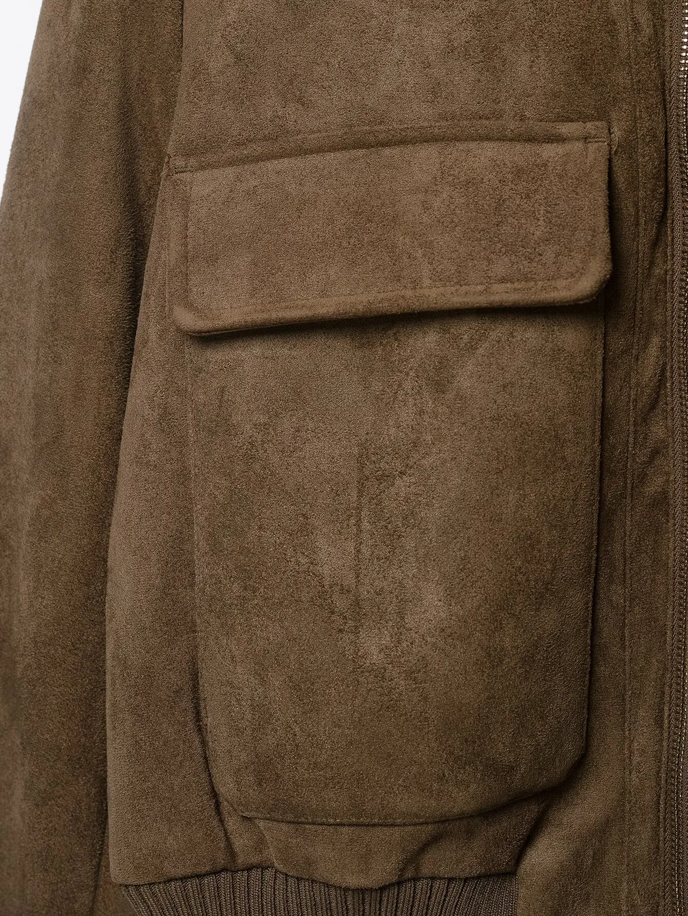 TFMLN Damen Kunstwildlederjacke, einfarbig, schmale Passform, hoher Kragen, lange Ärmel, Reißverschlusstaschen, elastischer Saum, Mantel, Herbstjacken 2026, neu – Detail 8