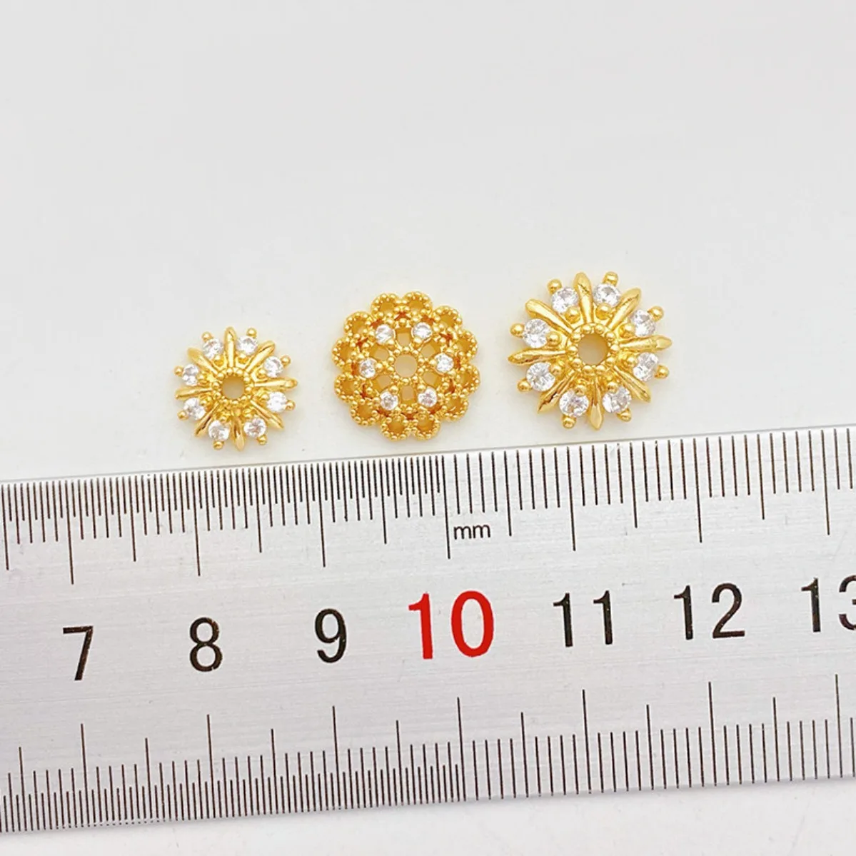 18K Gold Plated Color Retention Zircon Inlaid Hollow Flower Caps & Flower Bead Caps DIY Bracelet Necklace Jewelry Making Supplie