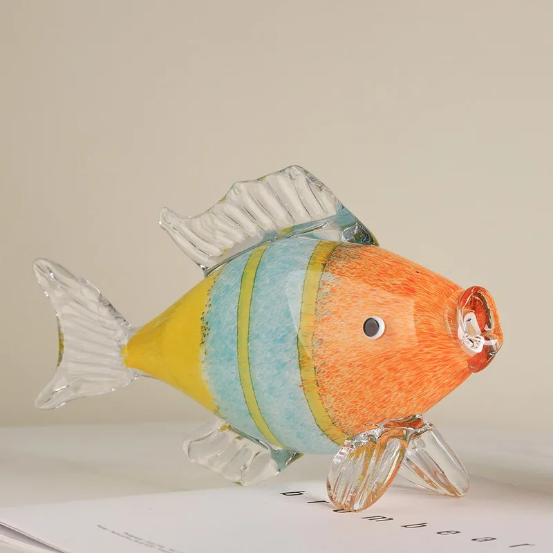 32CM Glass Tropical Fish Statue, Abstract Tropical Animal Gift, Desktop Decoration, Home Decor