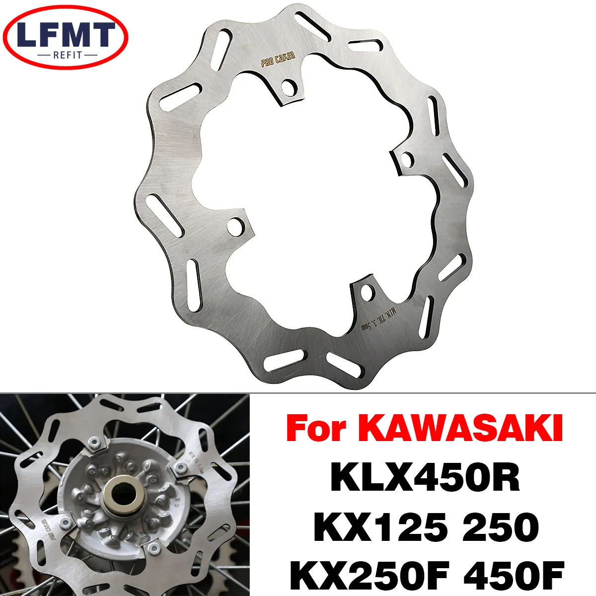 

270mm 240mm Motorcycle parts Front Rear Brake Disc Rotor Disk For Kawasaki KX125 KX250 KX250F KX450F KLX450R 2006-2021 Motocross