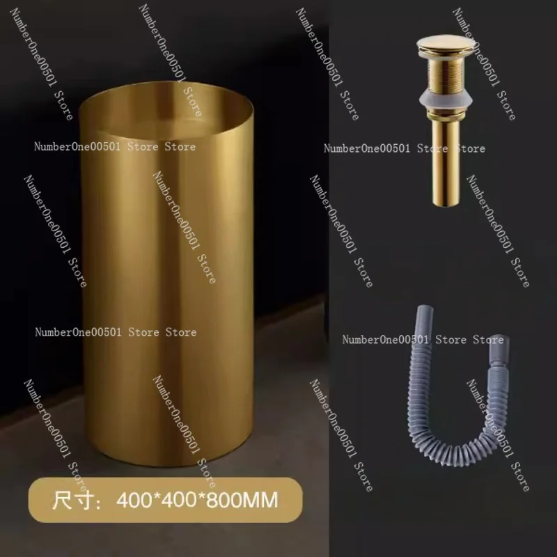 

Stainless Steel Wash Basin Floor-standing+Faucet+Copper Drain+Drain Pipe+70CM Inlet Pipe Light Luxury Bathroom Basin 80*40CM