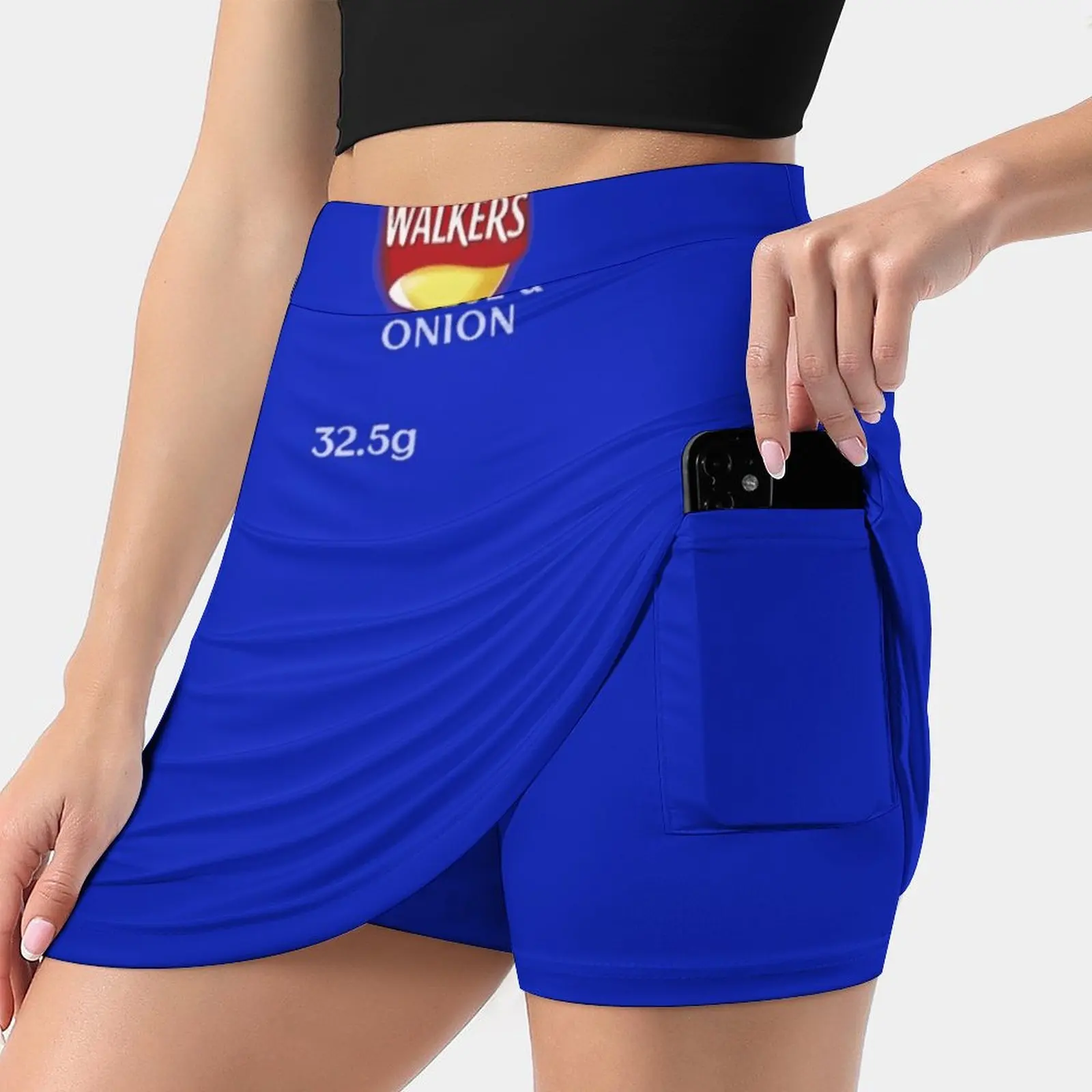 Walkers Cheese & Crisps Design Women Mini Skirt Two Layers With Pocket Skirts Sport Fitness Running Skorts Cheese Cheesy 32 5G