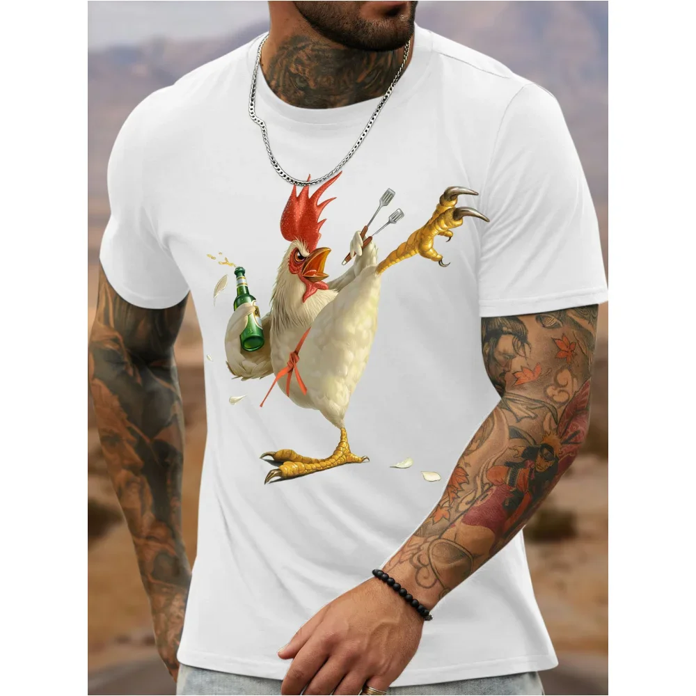 Summer Cockfighting Graphic T Shirts For Men Streetwear Casual O-Neck Short Sleeve Tees Shirt Breathable Tops Oversized T-shirt