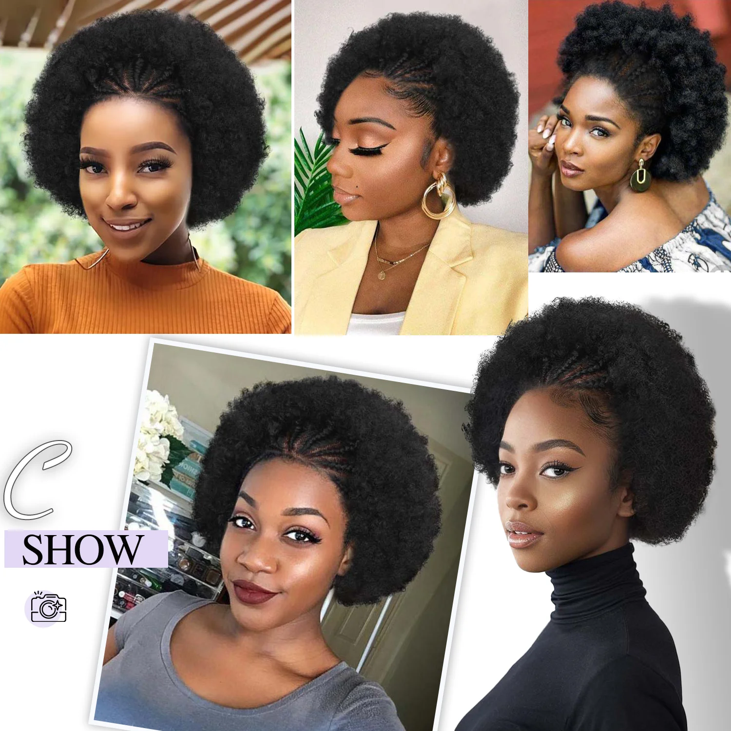 Cornrow Braide With Afro Puff Synthetic Wig 13x4Inch HD Lace Front Wig With Baby Hair Pre Plucked Glueless Transparent Lace Wigs